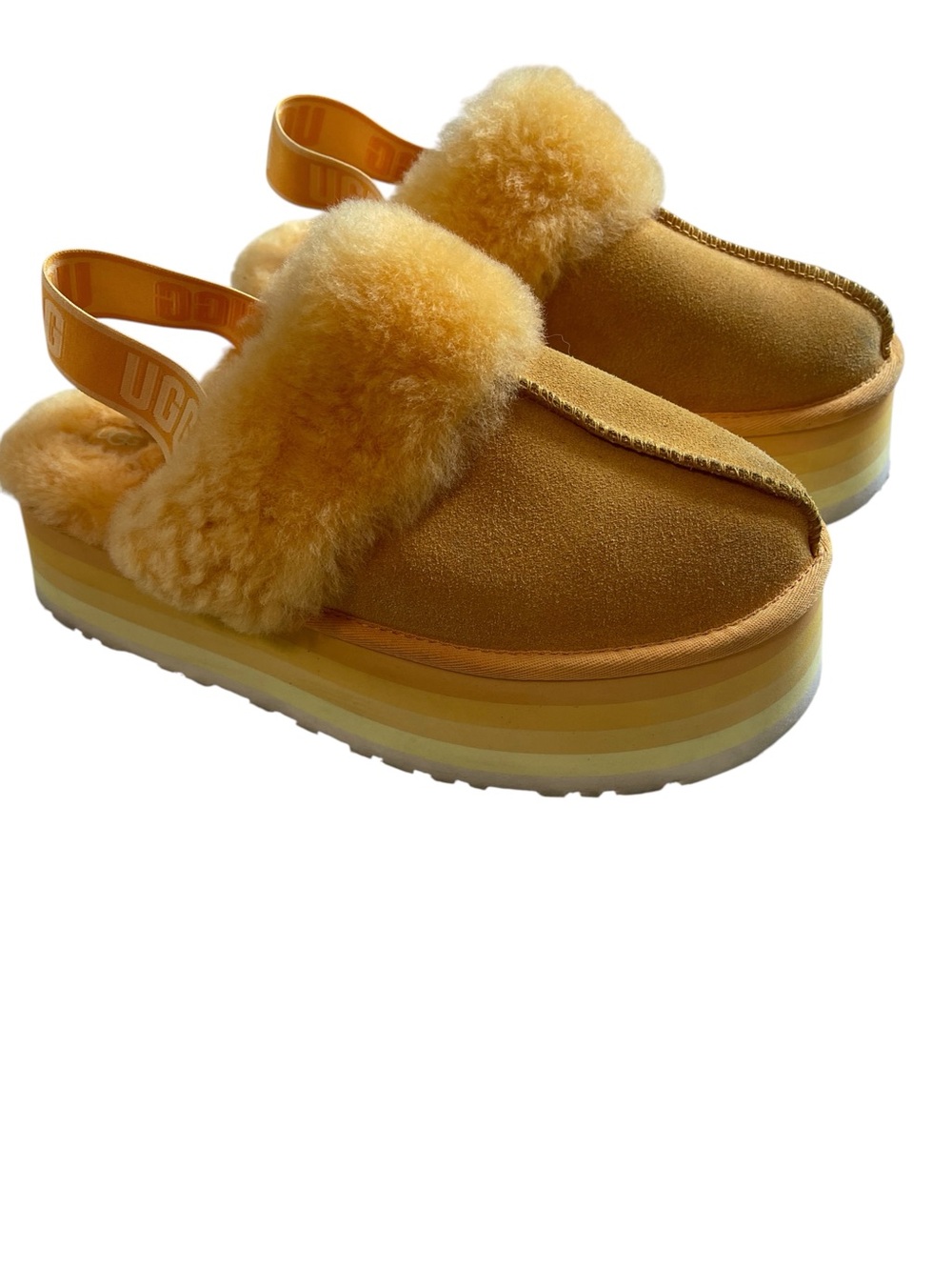 Ugg Funkette Platform sling back Slipper yellow size 11